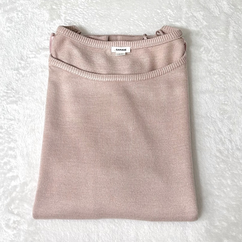 NWOT Garage Women’s peek a boo long sleeve sweater Blush pink size S/P